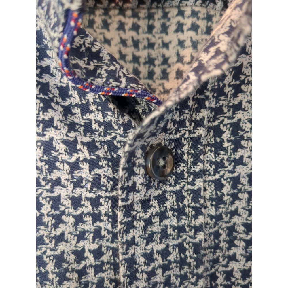 Robert Graham Modern Americana Men's TAILORED Flip‎ Cuff Blue Check Shirt Large - Picture 5 of 13